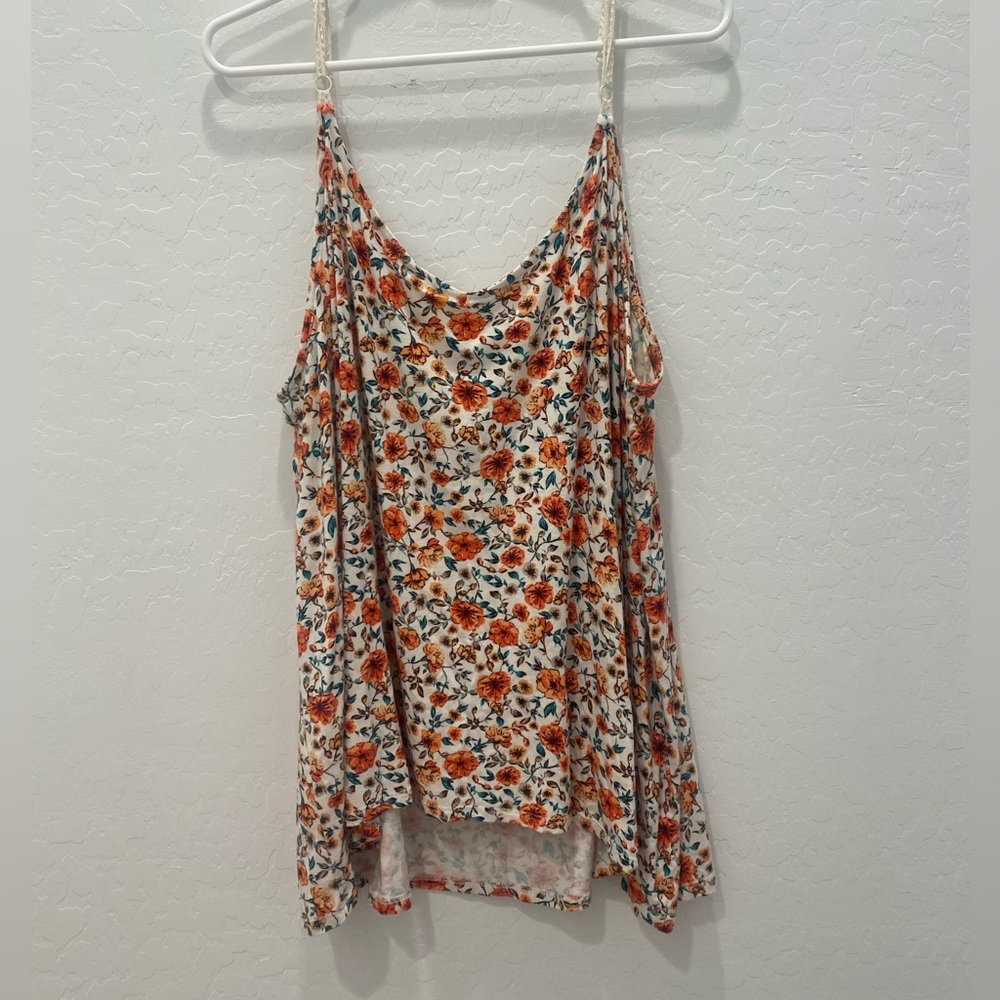 Torrid White Floral Soft Stretchy Boho Crochet Strap Tank - Picture 9 of 9